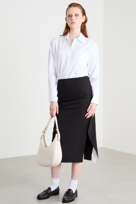 Mock-wrap twill skirt Intrend