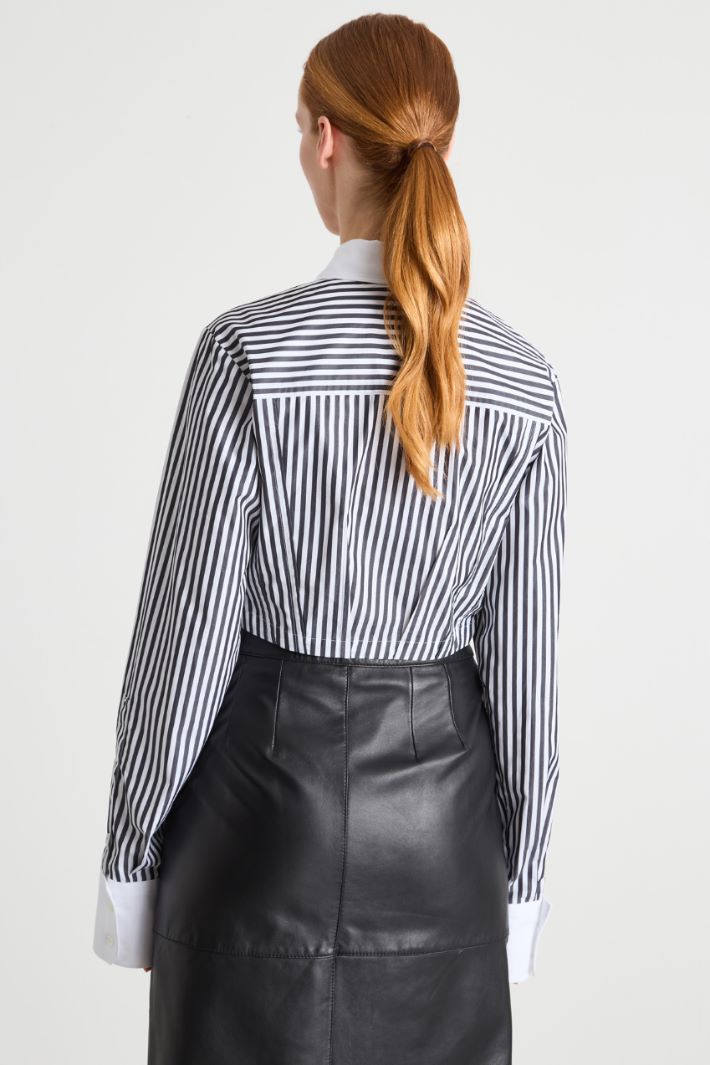 Striped Poplin Cropped Shirt Intrend - 4