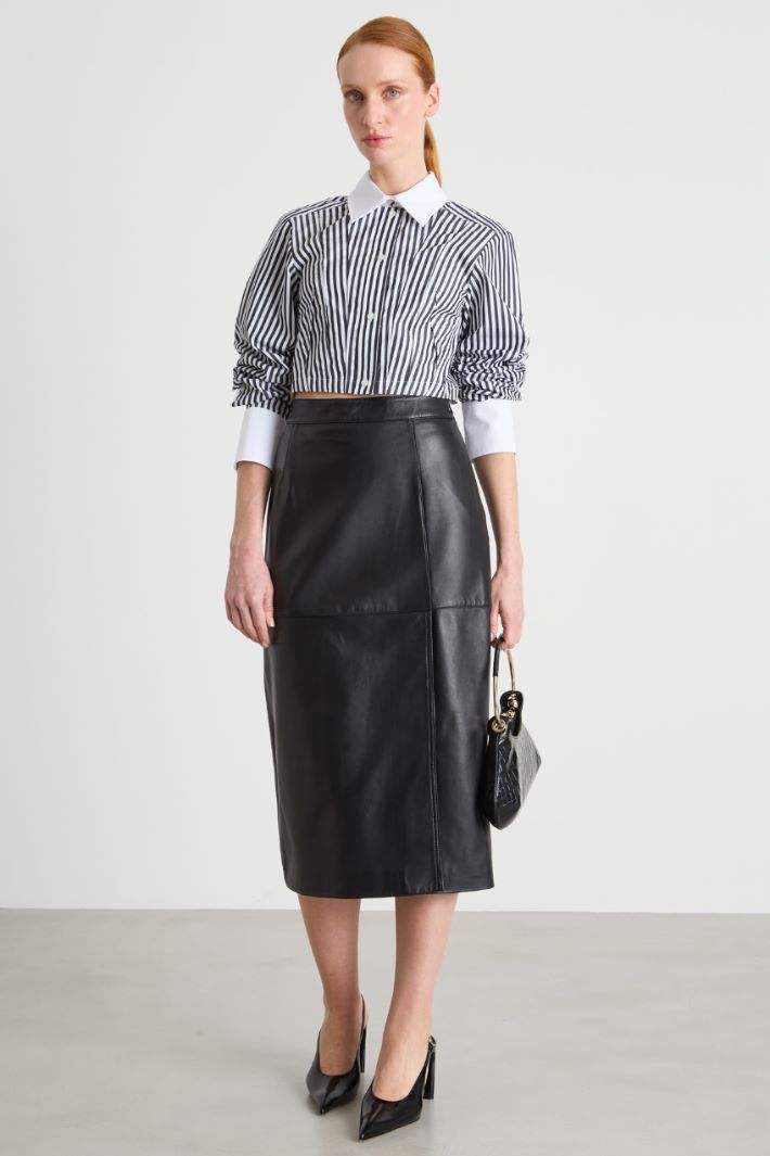 Striped Poplin Cropped Shirt Intrend