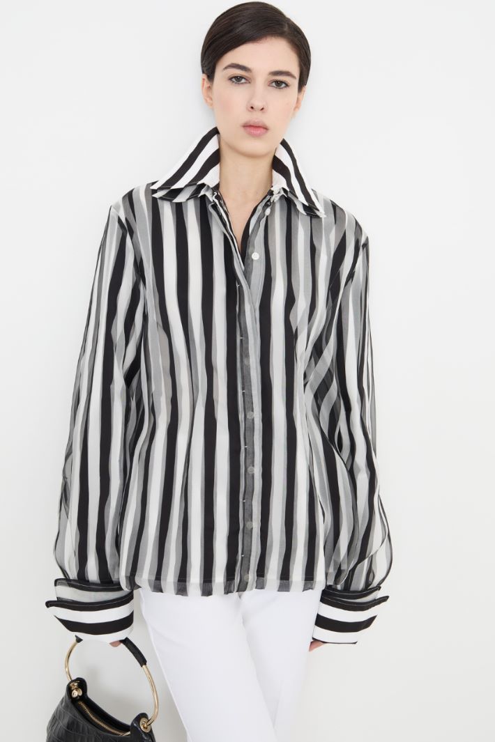 Poplin and organza blouse Intrend - 2