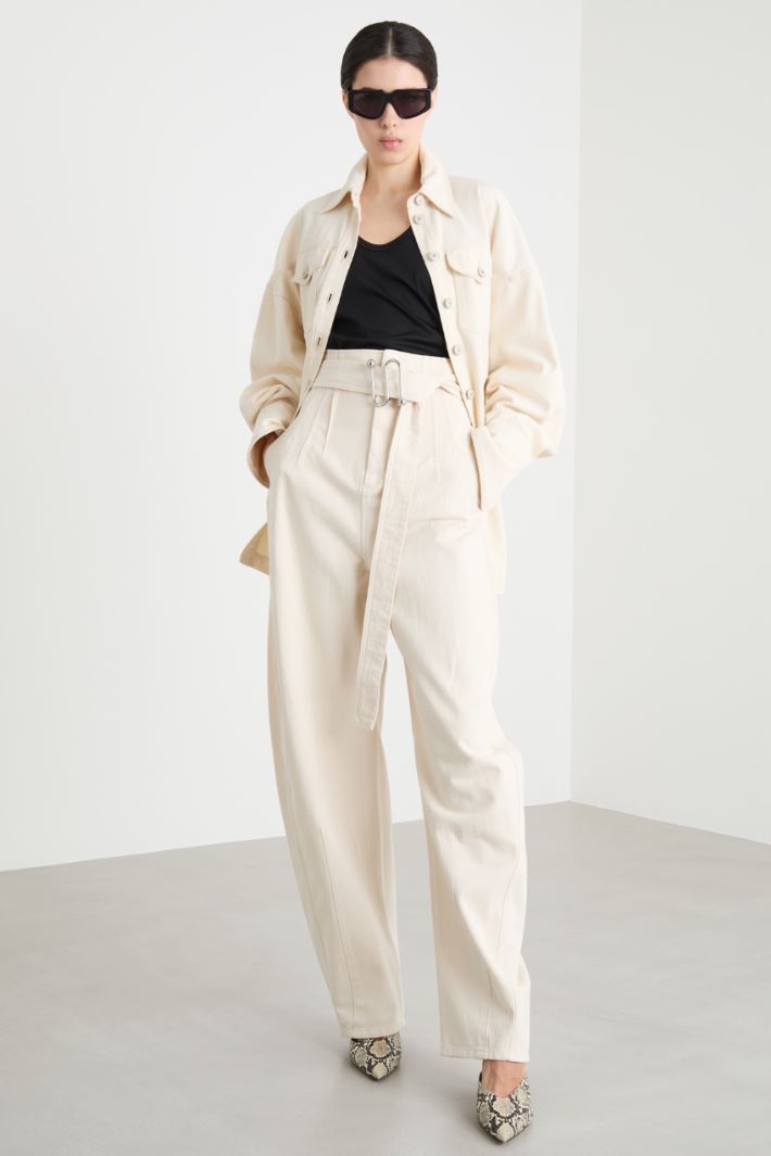 Belted cocoon trousers in cotton bull Intrend