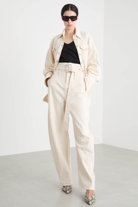 Belted cocoon trousers in cotton bull Intrend