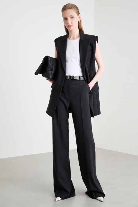 Stretch-wool palazzo trousers Intrend