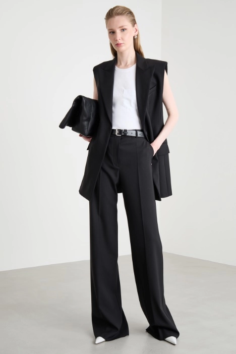 Stretch-wool palazzo trousers - Intrend