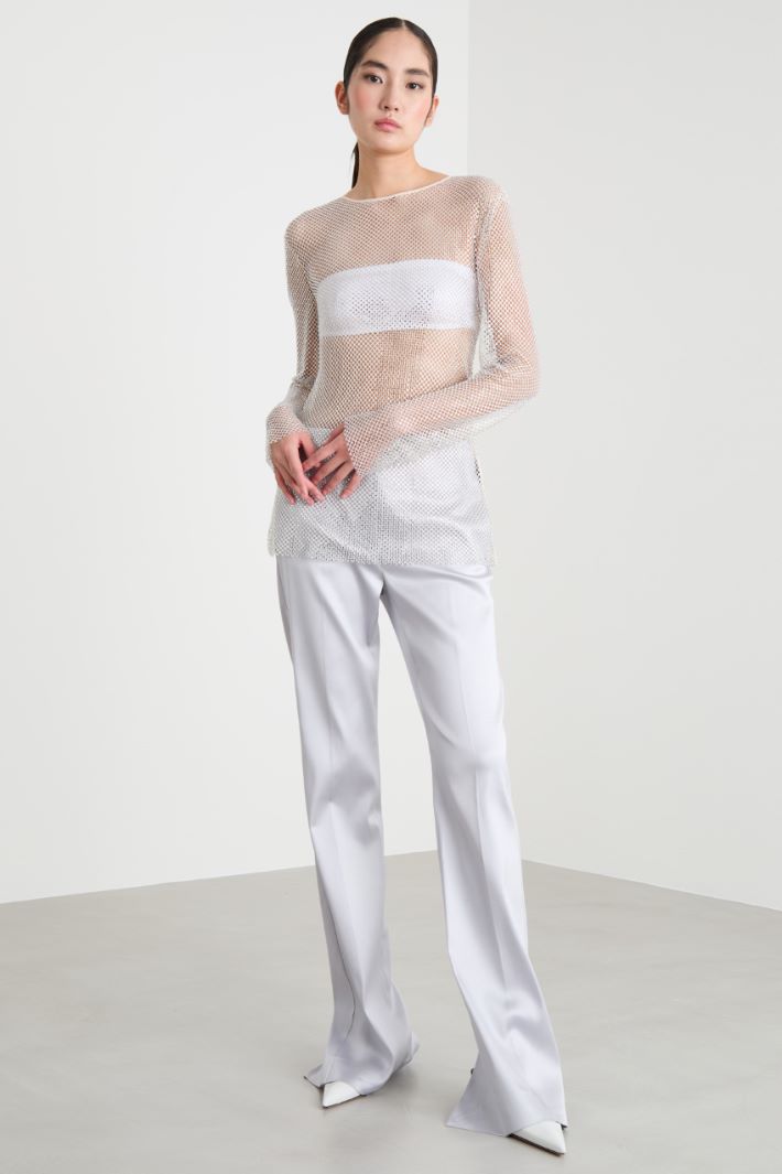 Slim-fit satin trousers Intrend