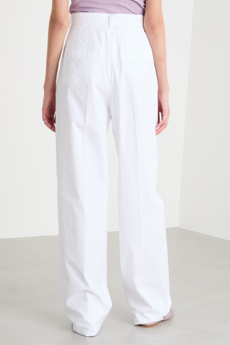 Pantalone a vita alta in tela