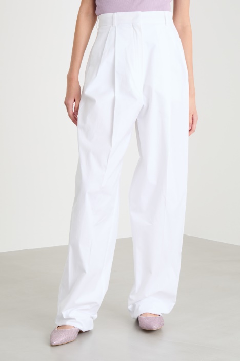 Pantalone a vita alta in tela