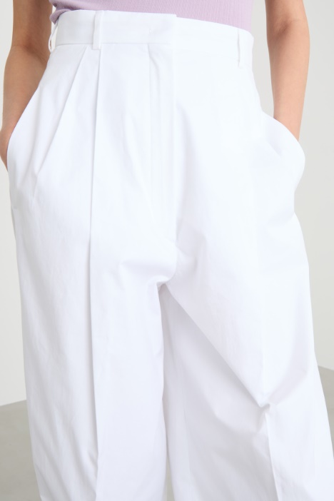 Pantalone a vita alta in tela