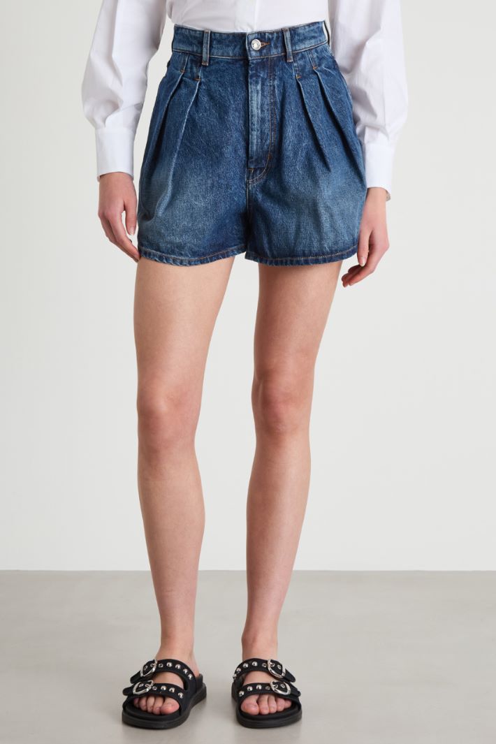 Pleated denim shorts Intrend - 2
