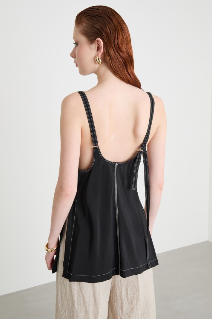 Side-slit top in viscose canvas Intrend - 4