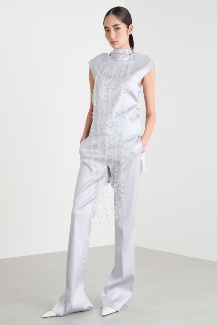 Sleeveless draped stretch-satin top Intrend