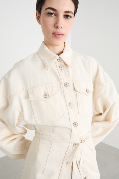 Camicia in jersey lunga con cintura