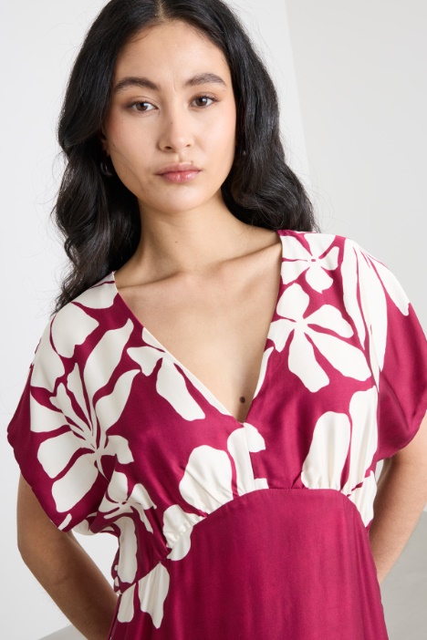 Abito midi in raso floreale