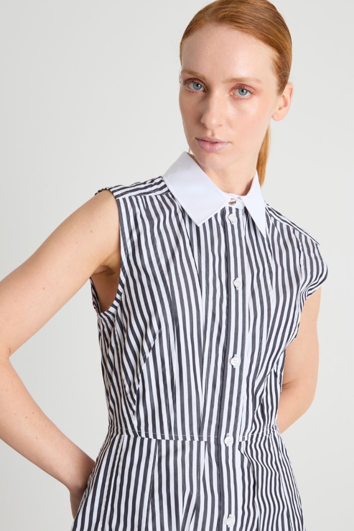 Abito corto in popeline a righe Intrend - 3