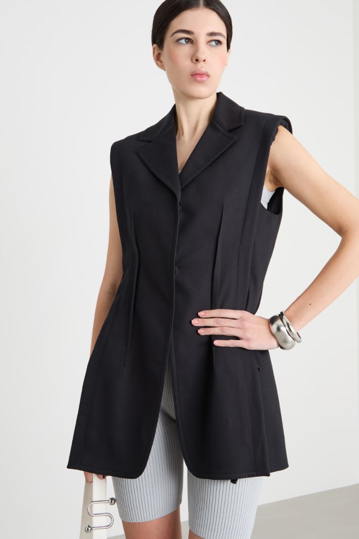 Topstitched twill waistcoat Intrend - 2