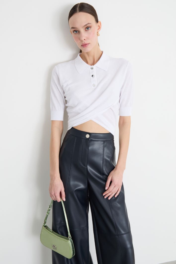 Crossover-Hem Knitted Top Intrend - 2