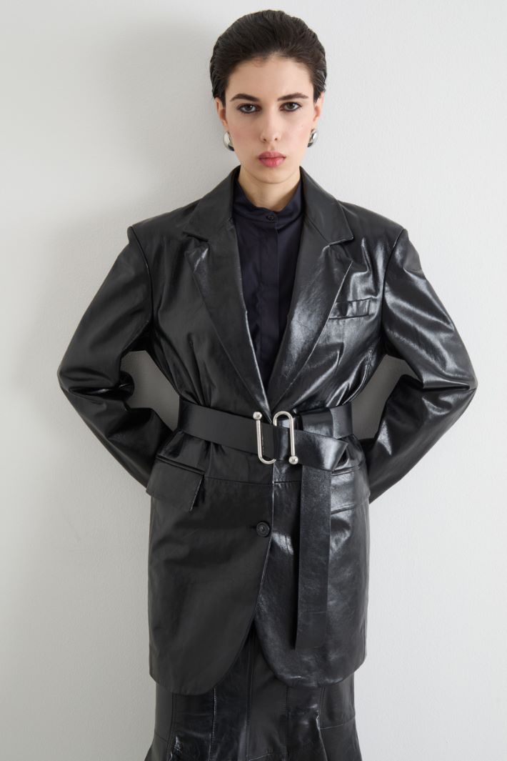 High-shine belted blazer Intrend - 3