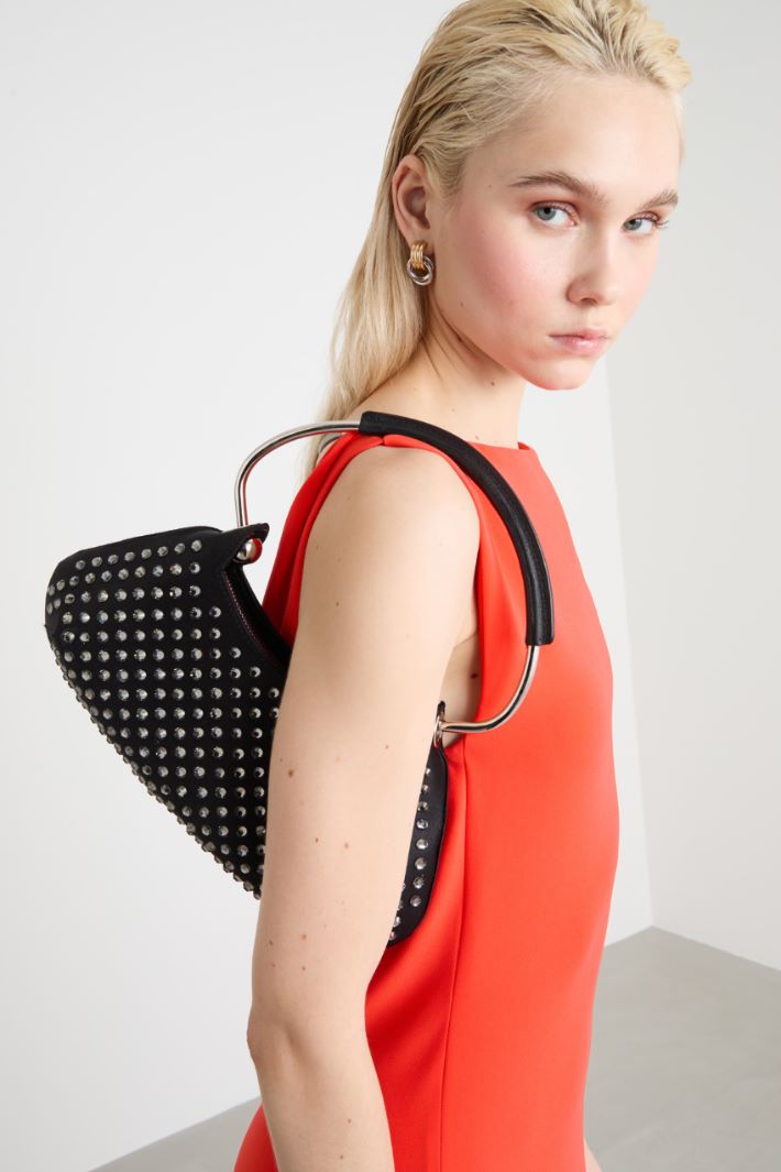 Rhinestone-embellished satin mini bag Intrend - 5