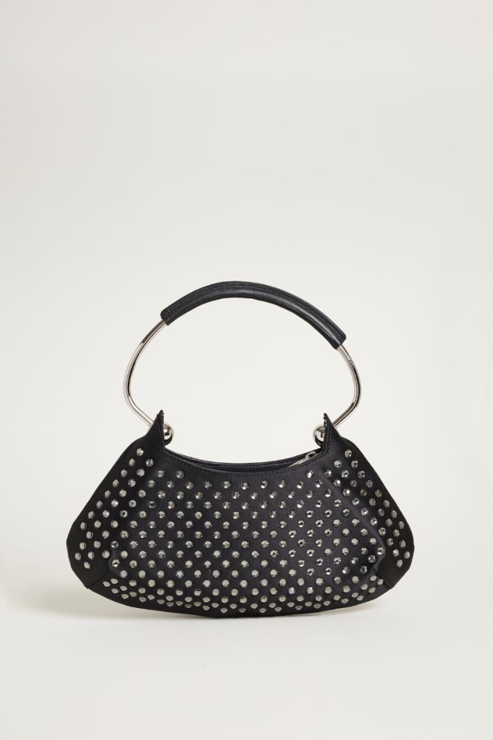 Rhinestone-embellished satin mini bag Intrend