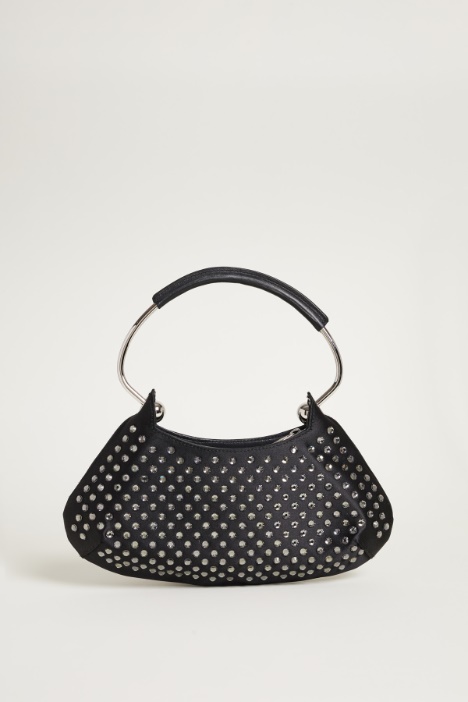 Rhinestone-embellished satin mini bag Intrend