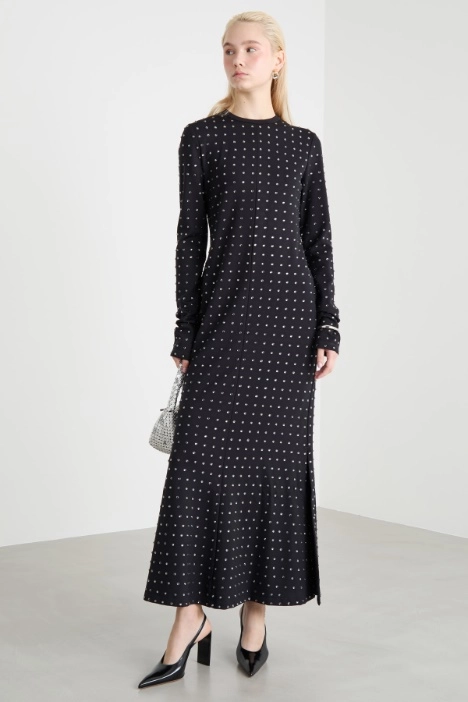 Rhinestone jersey dress - Intrend