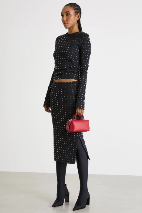 Rhinestone jersey skirt - Intrend