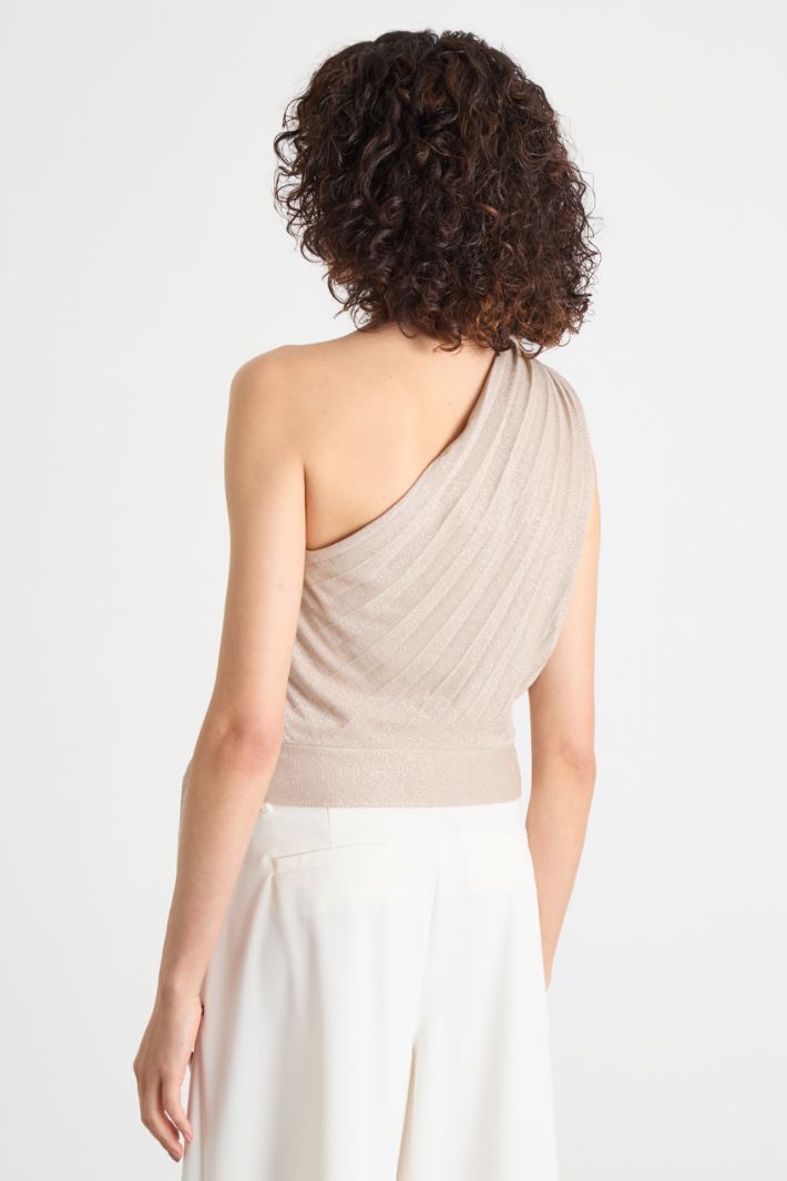 One-shoulder top in metallic-finish jersey Intrend - 4