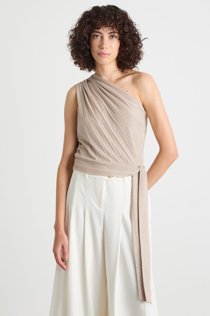 One-shoulder top in metallic-finish jersey Intrend - 2