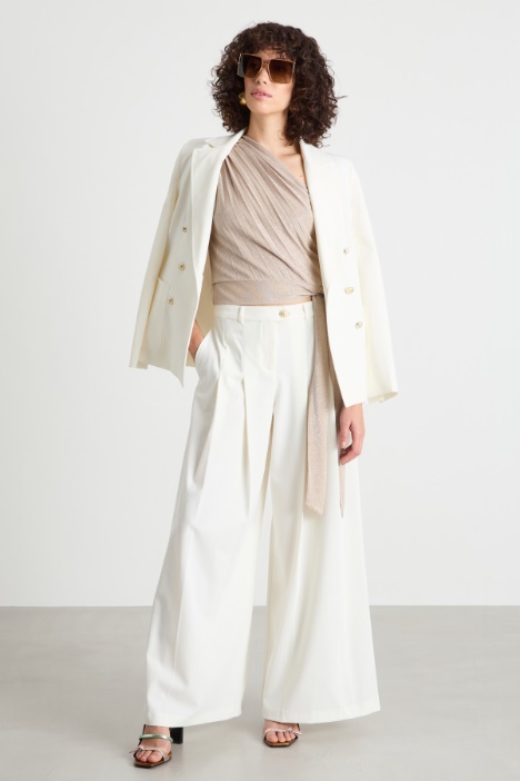 One-shoulder top in metallic-finish jersey Intrend