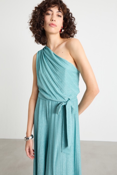 One-shoulder top in metallic-finish jersey Intrend