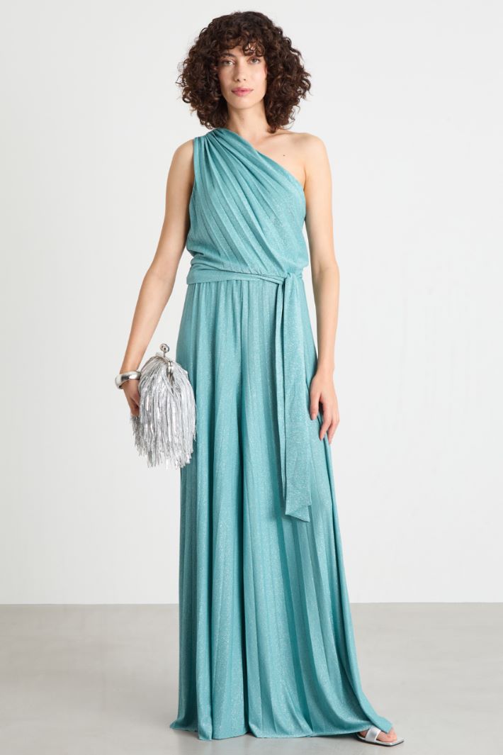 One-shoulder top in metallic-finish jersey Intrend