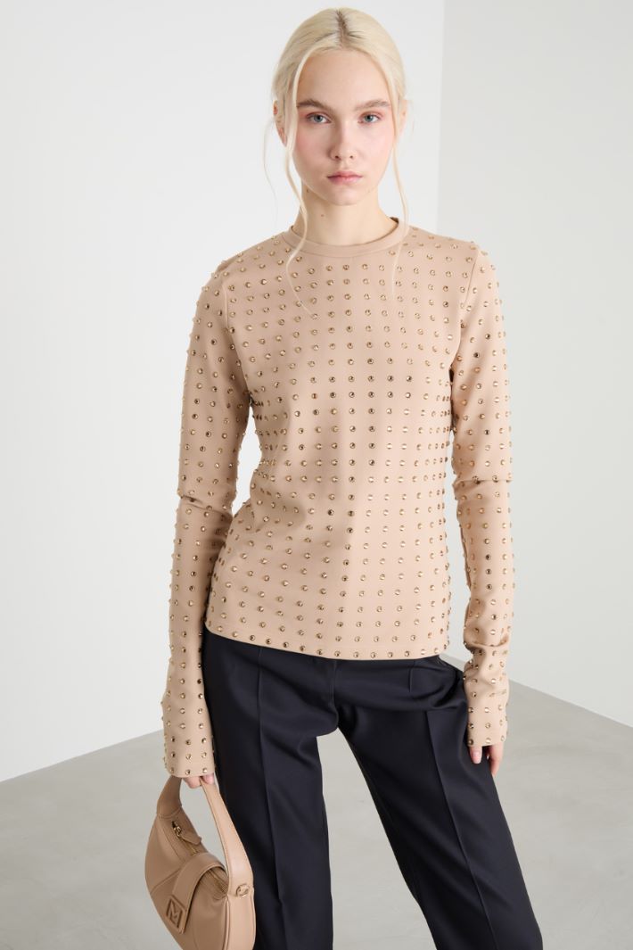 Rhinestone-embellished jersey top Intrend - 2