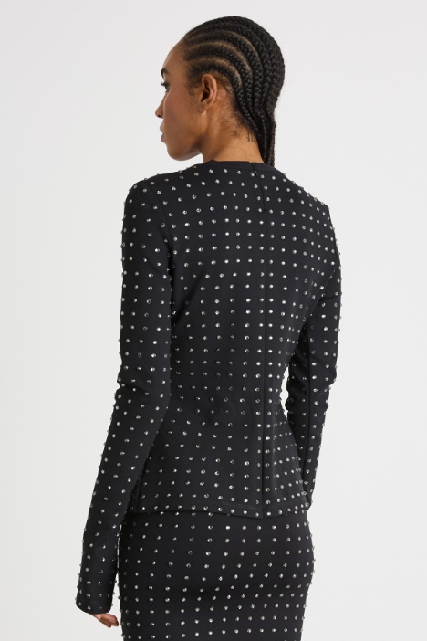 Top in jersey con strass