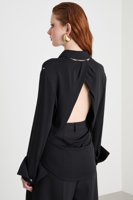 Camicia aderente in jersey crepe