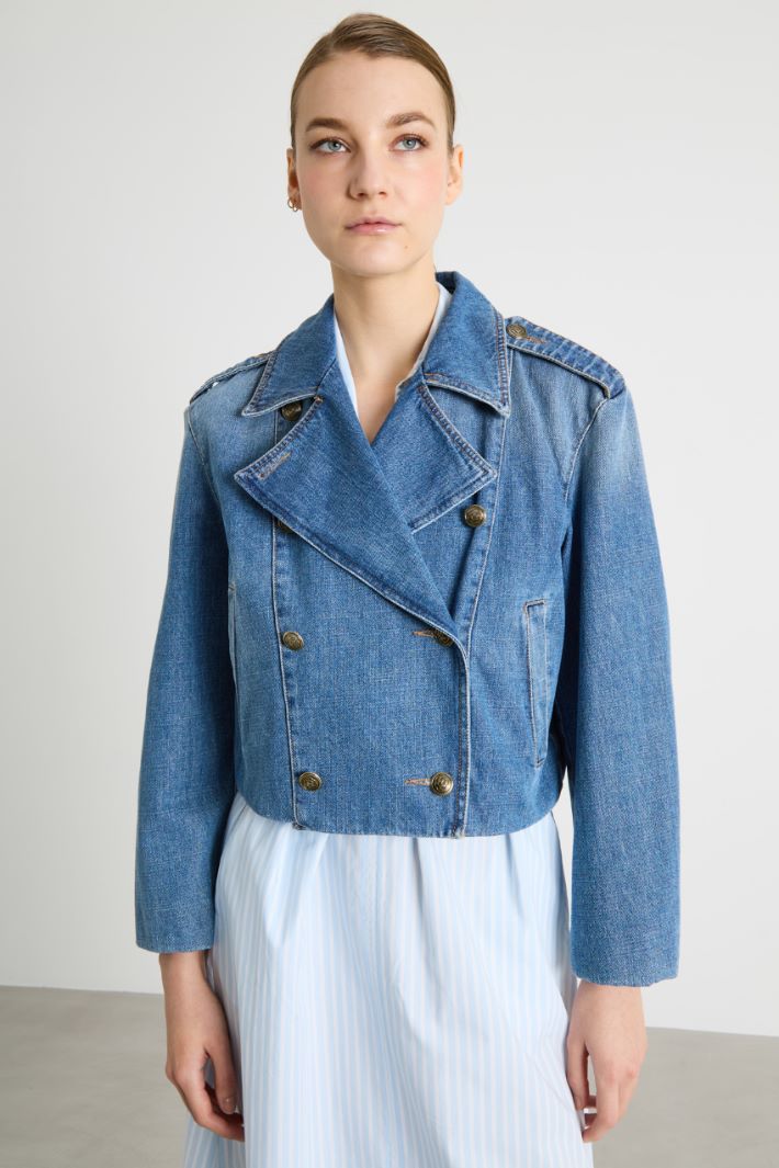 Cropped Denim Jacket Intrend - 2