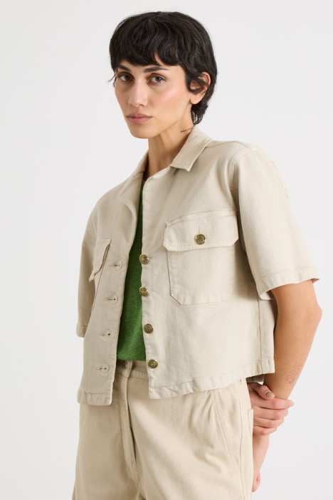 Boxy stretch-cotton bull jacket Intrend