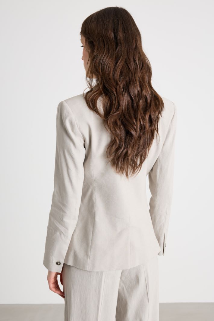 Linen-Blend Canvas Blazer Intrend - 4