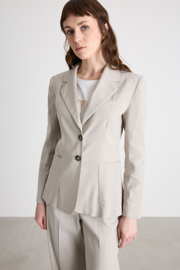 Linen-Blend Canvas Blazer Intrend - 2