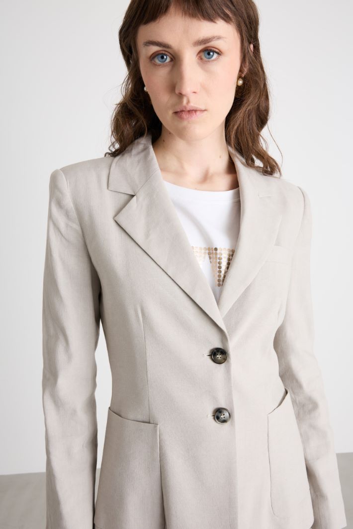 Linen-Blend Canvas Blazer Intrend - 3