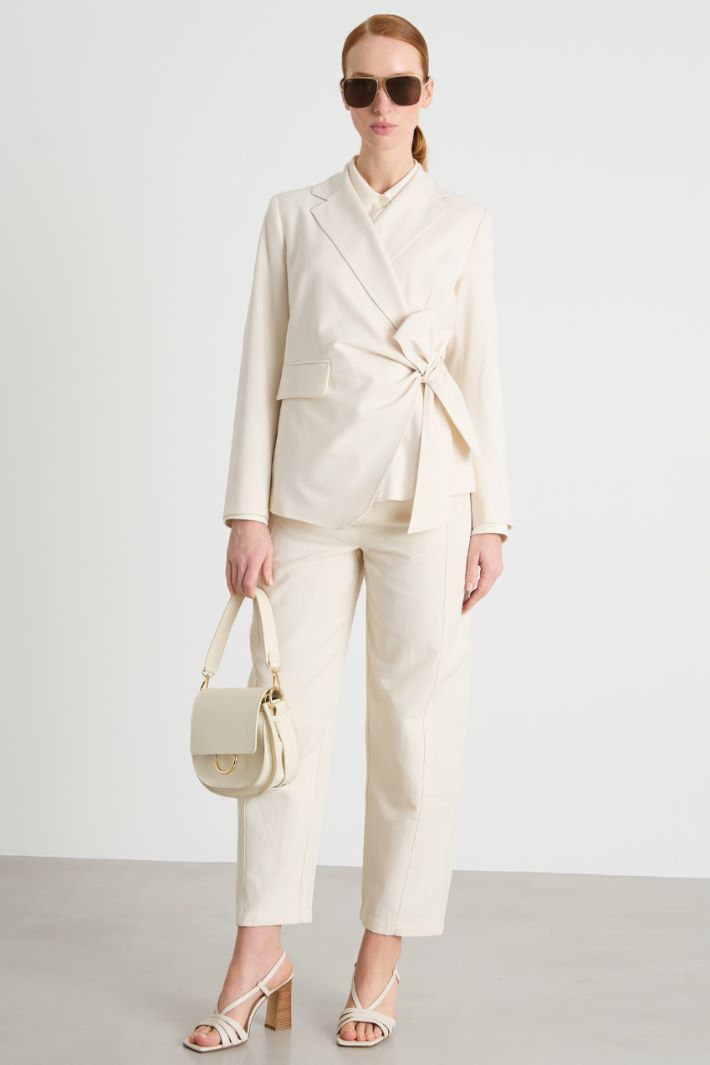 Sash-Tie Canvas Blazer Intrend