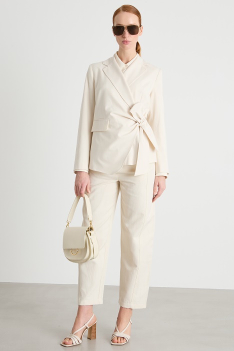 Sash-Tie Canvas Blazer Intrend