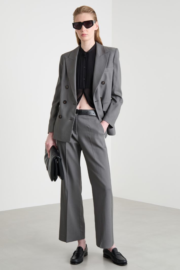 Giacca Corta Da Donna Primaverile, Maniche Lunghe, Con Risvolto, Colore Grigio Chiaro, Taglie XS-L