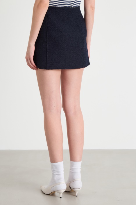 Gonna corta in stuoia stretch