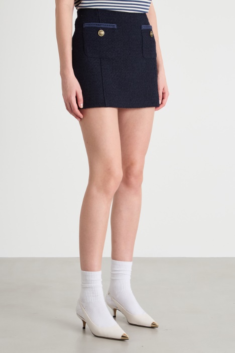 Gonna corta in stuoia stretch