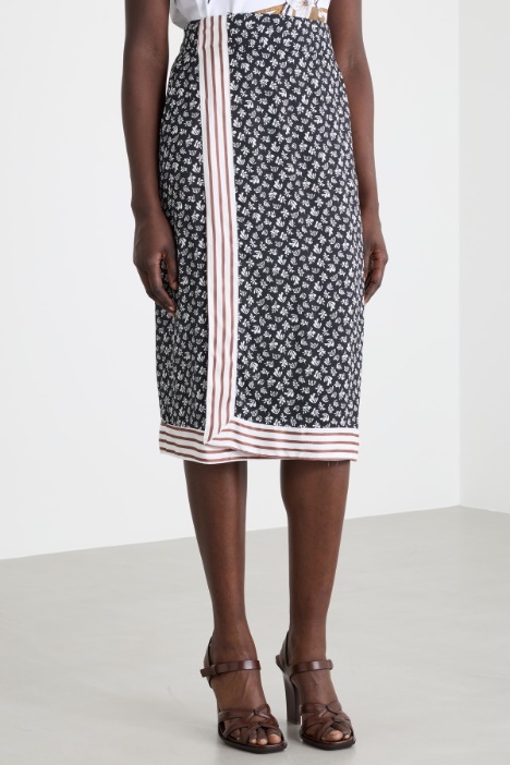 Gonna a pareo in twill stampato