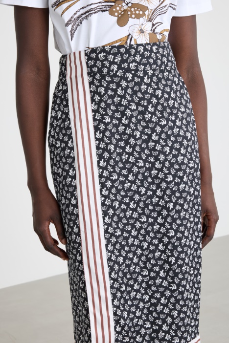 Gonna a pareo in twill stampato