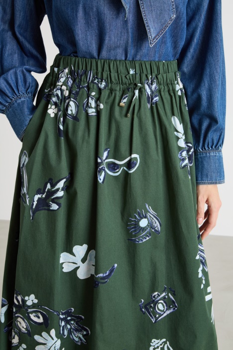 Gonna midi con coulisse in vita