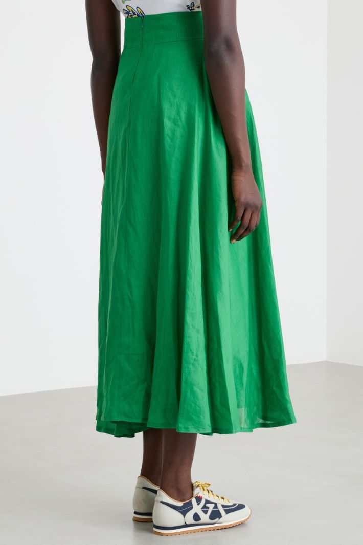 Long Ramie Canvas Skirt Intrend - 4