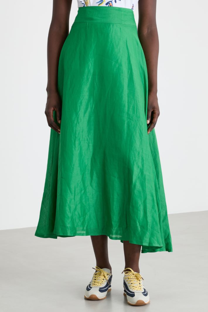 Long Ramie Canvas Skirt Intrend - 2