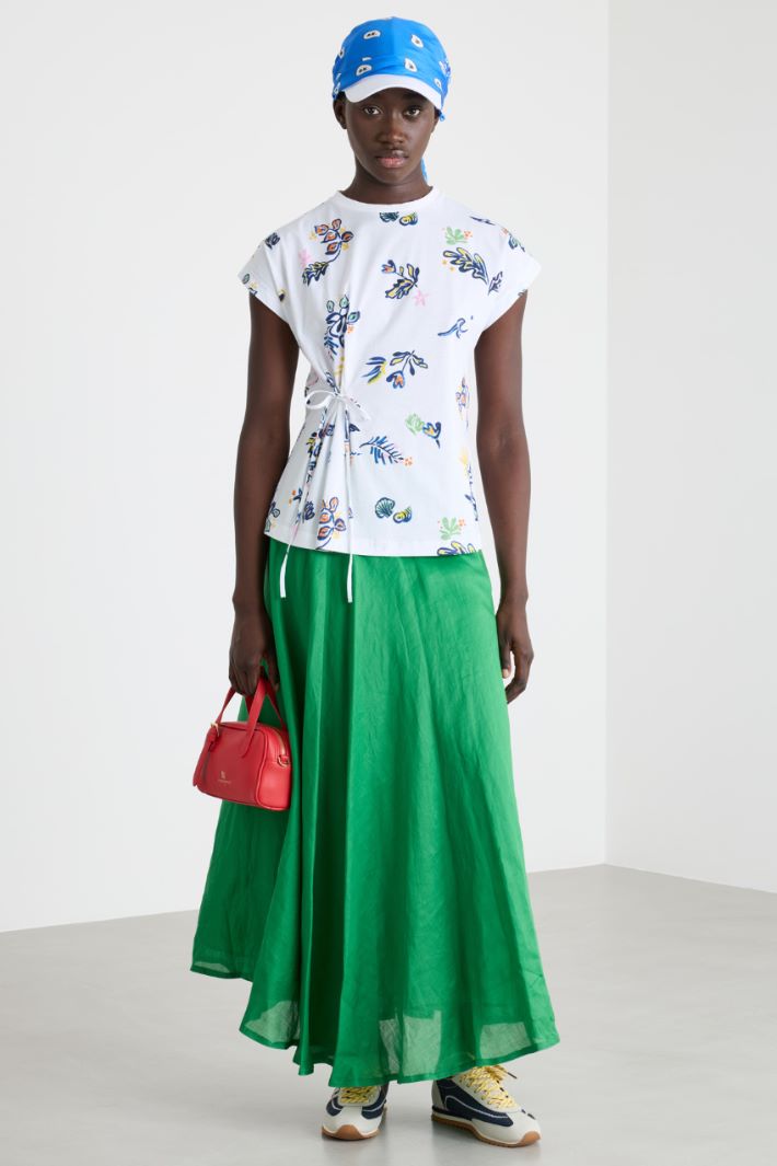 Long Ramie Canvas Skirt Intrend